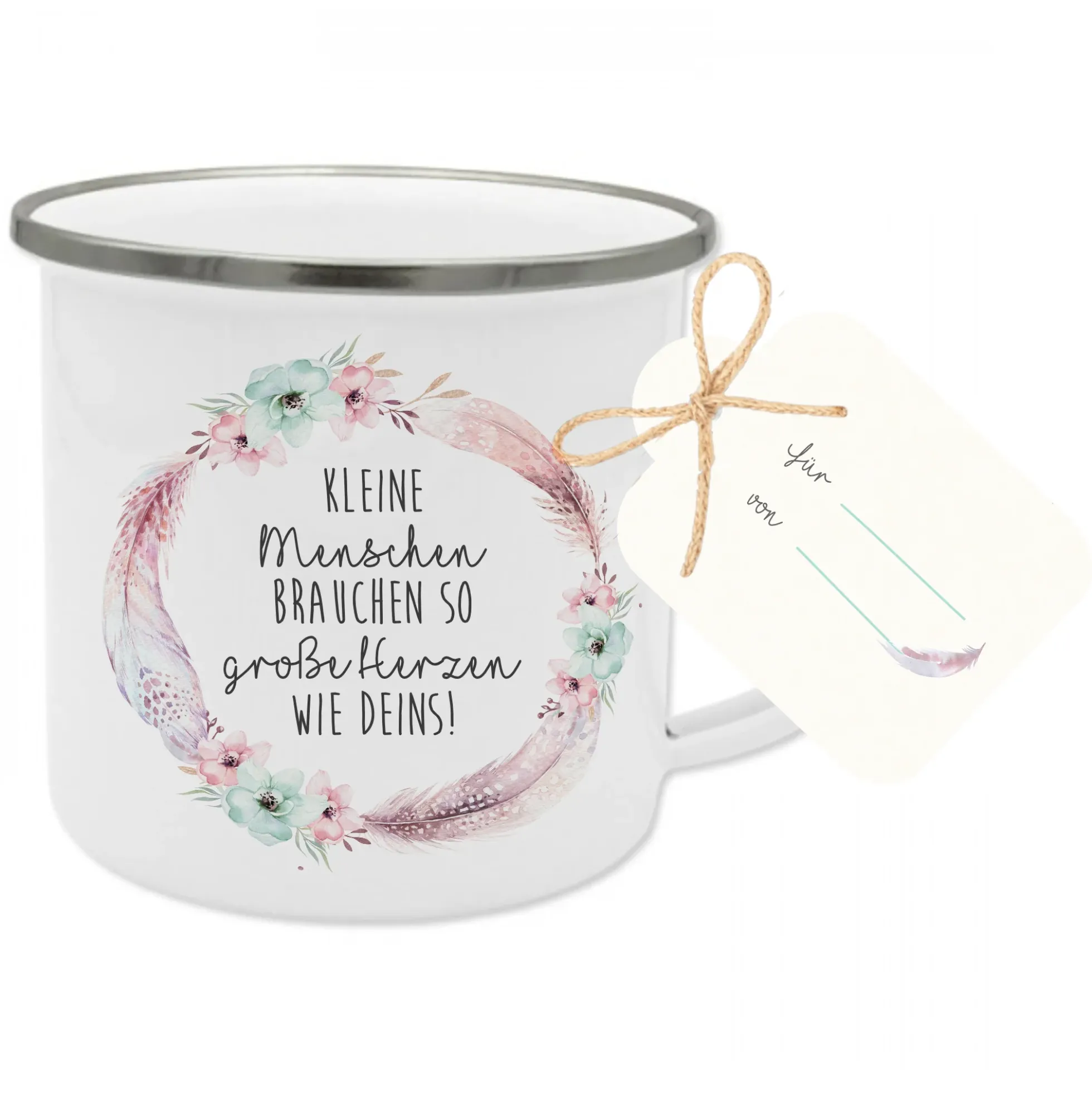 Tasse mit Spruch "Kleine Menschen brauchen so große Herzen" | Besondere Geschenkidee u. schönes Geschenk für Erzieherinnen, Lehrerinnen, Hebammen u. Krankenschwestern | Persönliches Dankeschön u. originelles Abschiedsgeschenk