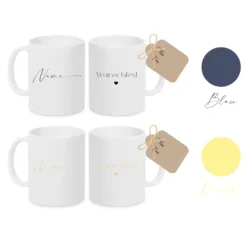 Tasse mit Wunschtext und Namen aus Keramik | in 5 Farben erhältlich