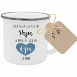 Tasse "Noch besser, als dich zum Papa zu haben ist, dich als Opa zu haben" | Tassengeschenk mit Spruch für Großväter | Geschenkidee mit Geschenkanhänger zum Beschriften