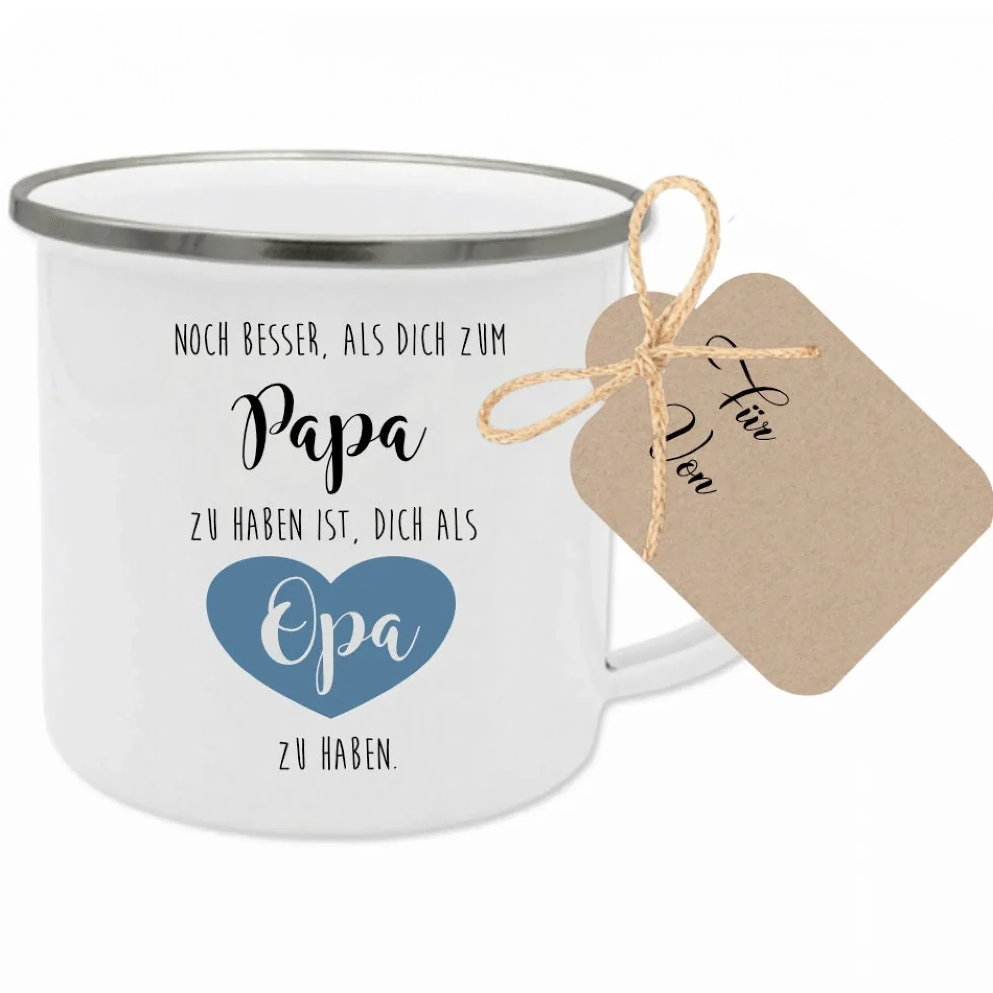 Tasse "Noch besser, als dich zum Papa zu haben ist, dich als Opa zu haben" | Tassengeschenk mit Spruch für Großväter | Geschenkidee mit Geschenkanhänger zum Beschriften