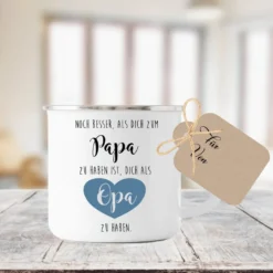 Tasse "Noch besser, als dich zum Papa zu haben ist, dich als Opa zu haben" | Tassengeschenk mit Spruch für Großväter | Geschenkidee mit Geschenkanhänger zum Beschriften