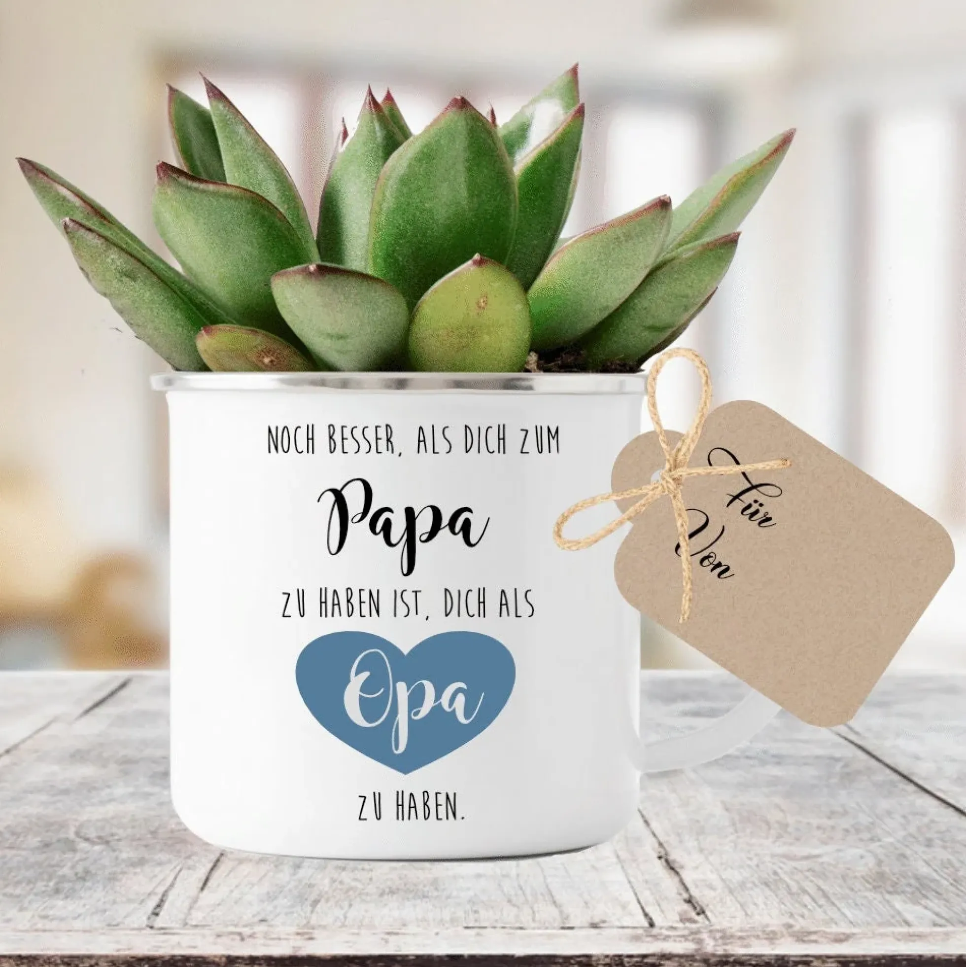 Tasse "Noch besser, als dich zum Papa zu haben ist, dich als Opa zu haben" | Tassengeschenk mit Spruch für Großväter | Geschenkidee mit Geschenkanhänger zum Beschriften
