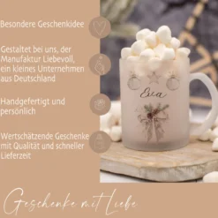 Tasse Weihnachten Personalisiert Glastasse Weihnachtsgeschenk Glühweintasse Weihnachtspunsch Name Geschenk Nikolaus | Große Motivauswahl
