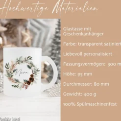 Tasse Weihnachten Personalisiert Glühwein Geschenk Weihnachtspunsch Wichtelgeschenk Nikolaus Glastasse Frau Freundin | Große Motivauswahl