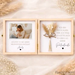 Taufe Geschenk Patentante - Patenonkel fragen | Personalisierte Holzbox mit Namen | Willst du meine Patentante / mein Patenonkel werden