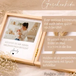 Taufe Geschenk Patentante - Patenonkel fragen | Personalisierte Holzbox mit Namen | Willst du meine Patentante / mein Patenonkel werden