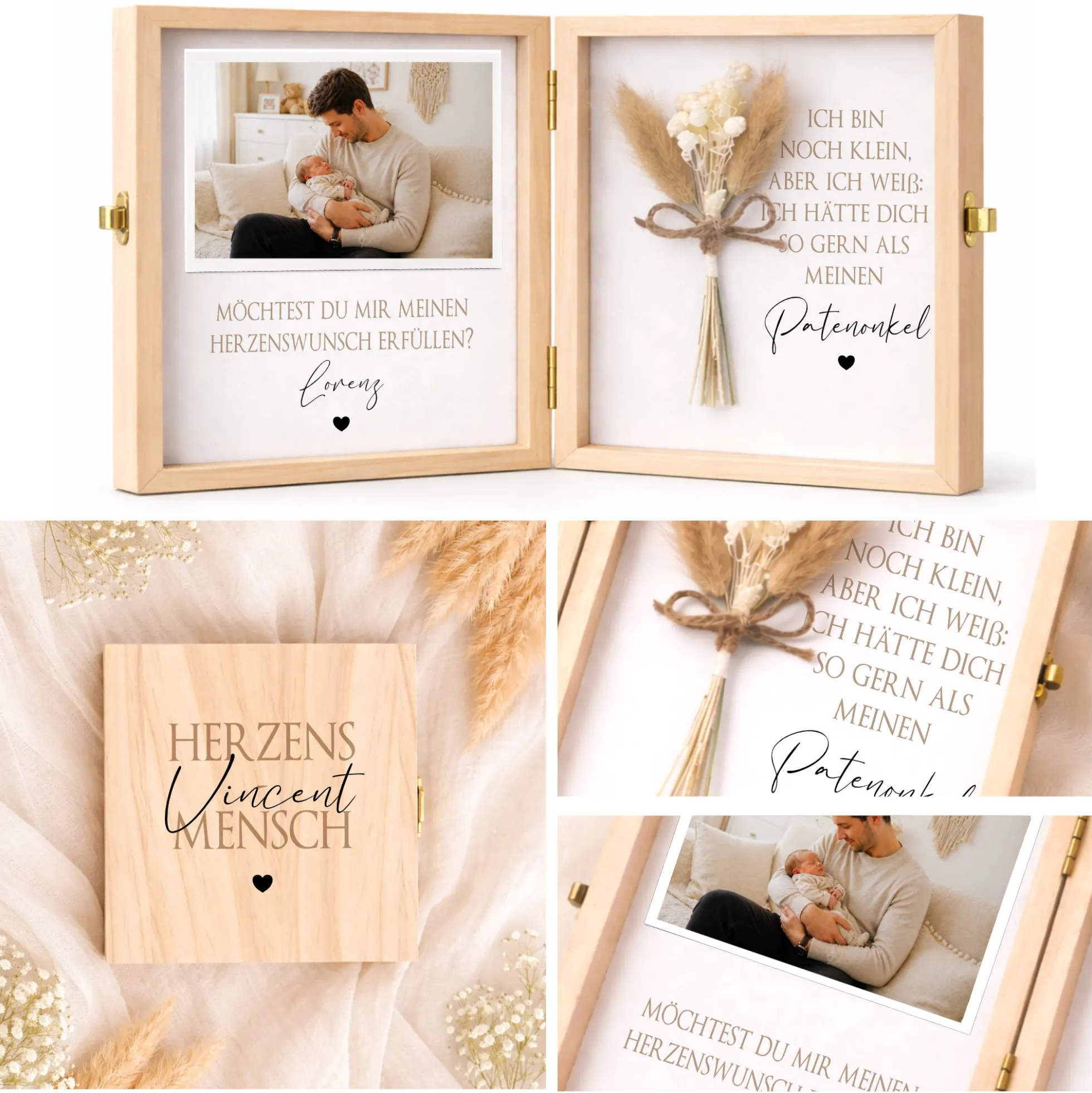 Taufe Geschenk Patentante - Patenonkel fragen | Personalisierte Holzbox mit Namen | Willst du meine Patentante / mein Patenonkel werden