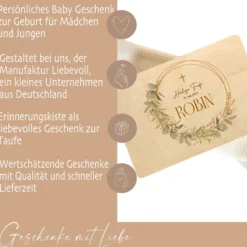 Taufgeschenk Erinnerungskiste Baby Erinnerungsbox Babygeschenke Taufe Geschenk Baby Name Holzkiste Jungen Taufgeschenk Mädchen Kind Holzbox