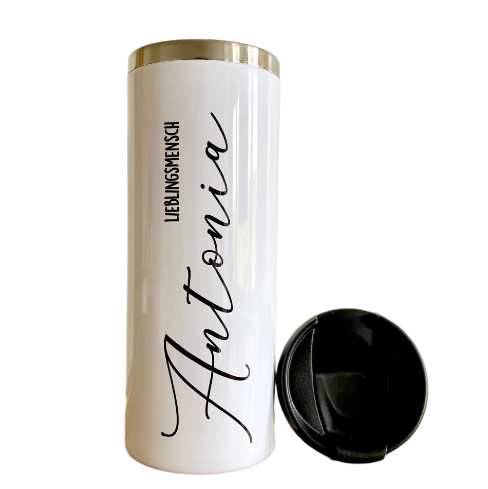 Thermobecher aus Edelstahl mit Namen u. Wunschtext für Sie u. Ihn | Personalisiertes Geschenk für Frauen u. Männer | Geschenkidee zum Geburtstag, als Dankeschön | Kaffeebecher für die beste Freundin | 5 Motivvarianten