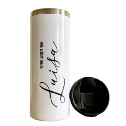 Thermobecher aus Edelstahl mit Namen u. Wunschtext für Sie u. Ihn | Personalisiertes Geschenk für Frauen u. Männer | Geschenkidee zum Geburtstag, als Dankeschön | Kaffeebecher für die beste Freundin | 5 Motivvarianten