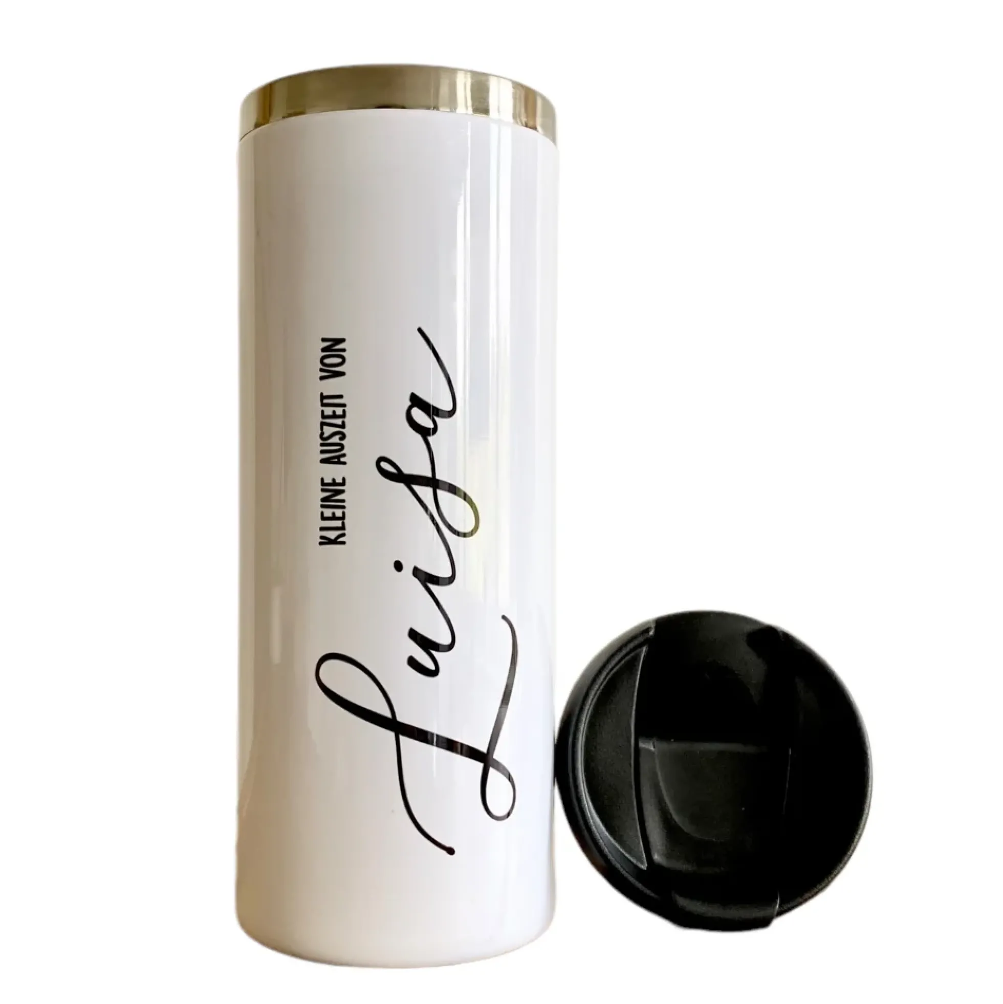 Thermobecher aus Edelstahl mit Namen u. Wunschtext für Sie u. Ihn | Personalisiertes Geschenk für Frauen u. Männer | Geschenkidee zum Geburtstag, als Dankeschön | Kaffeebecher für die beste Freundin | 5 Motivvarianten