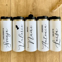 Thermobecher aus Edelstahl mit Namen u. Wunschtext für Sie u. Ihn | Personalisiertes Geschenk für Frauen u. Männer | Geschenkidee zum Geburtstag, als Dankeschön | Kaffeebecher für die beste Freundin | 5 Motivvarianten