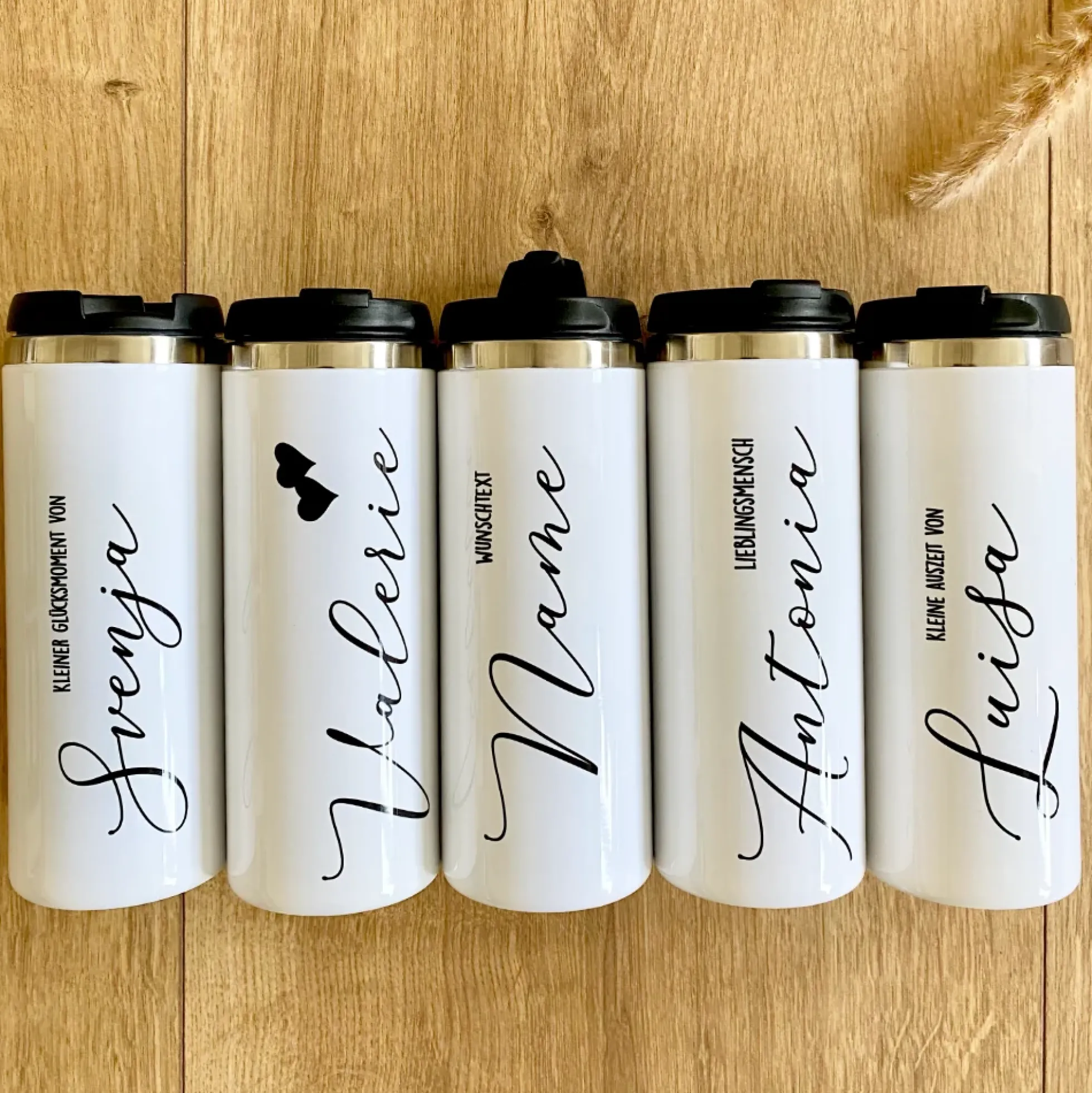 Thermobecher aus Edelstahl mit Namen u. Wunschtext für Sie u. Ihn | Personalisiertes Geschenk für Frauen u. Männer | Geschenkidee zum Geburtstag, als Dankeschön | Kaffeebecher für die beste Freundin | 5 Motivvarianten