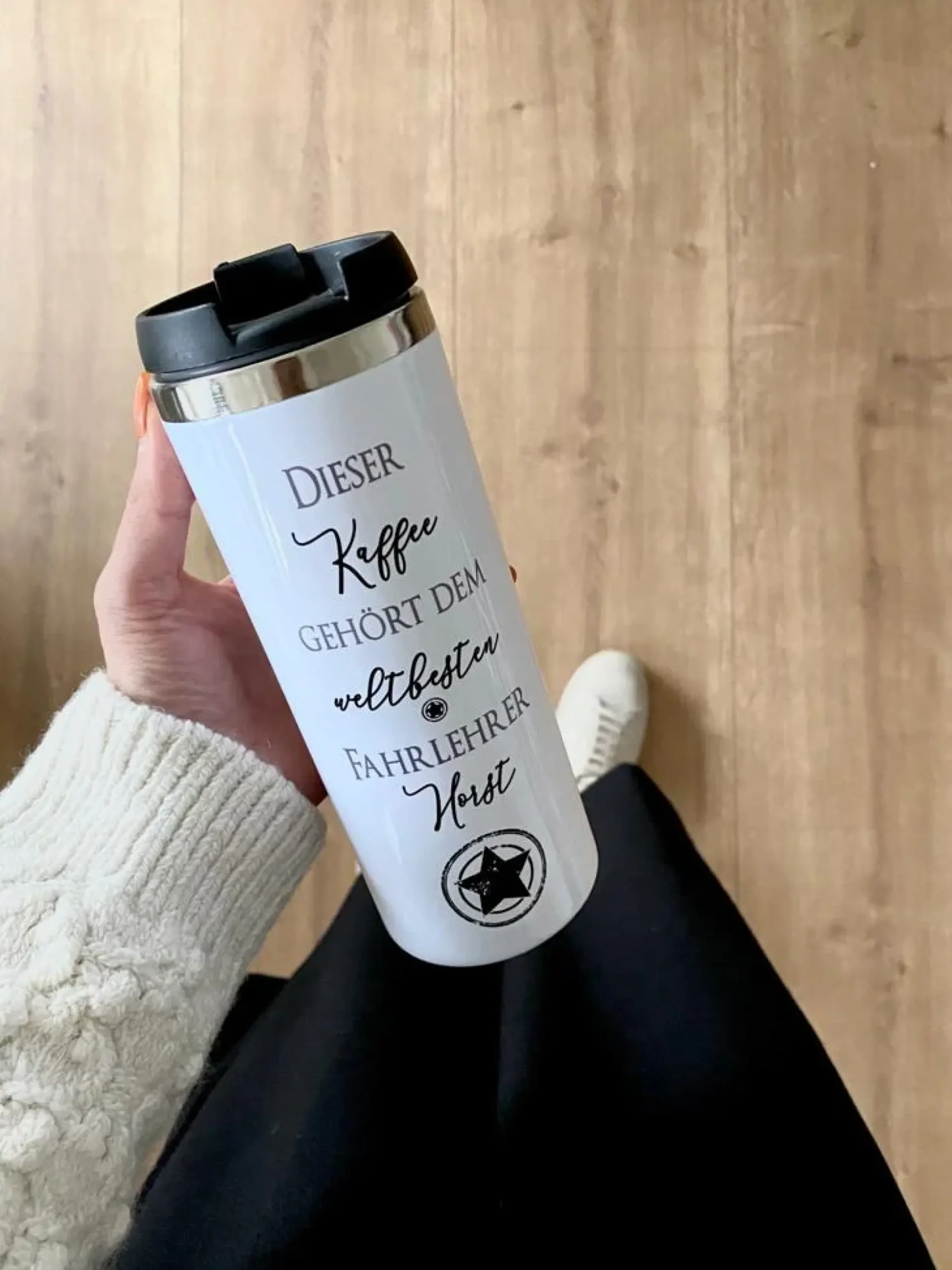 Thermobecher aus Edelstahl mit Namen und Berufsbezeichnung / Hobby für Sie u. Ihn | Personalisiertes Geschenk für Frauen u. Männer | Geschenkidee zum Geburtstag, als Dankeschön, Abschied Kollegin | Kaffeebecher | 2 Motivvarianten