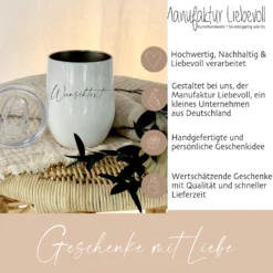 Thermobecher mit Wunschtext und mit Deckel, Personalisierter Trinkbecher für warme und kalte Getränke
