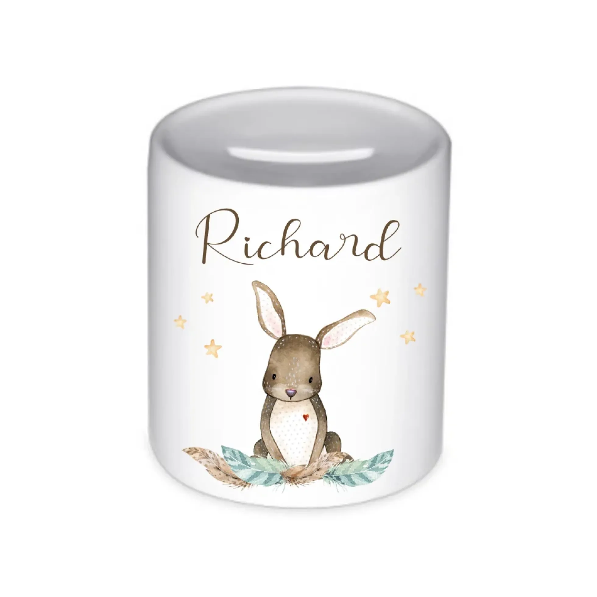 Tolle Spardose Hase mit Herz mit Namen für Kinder | Personalisiertes Geschenk für Mädchen u. Jungen | Originelles Geldgeschenk u. handgefertigte Geschenkidee | 11 Motive zur Auswahl