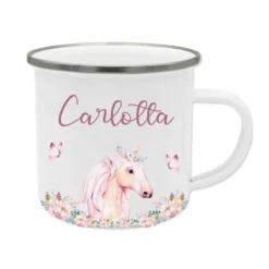 Tolle Waldtier Tasse Eichhörnchen mit Namen des Kindes | Emaille Trinkbecher für Mädchen u. Jungen I Personalisierte Kindertasse als besonderes Geschenk | 7 Motivvarianten zur Auswahl