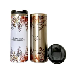 Trinkbecher "Autumn" für unterwegs aus Edelstahl | Personalisiert mit Namen und Spruch | Coffee to go Kaffeebecher | 2 Farbvarianten zur Auswahl | Besondere Geschenkidee und schönes Geschenk für Frauen