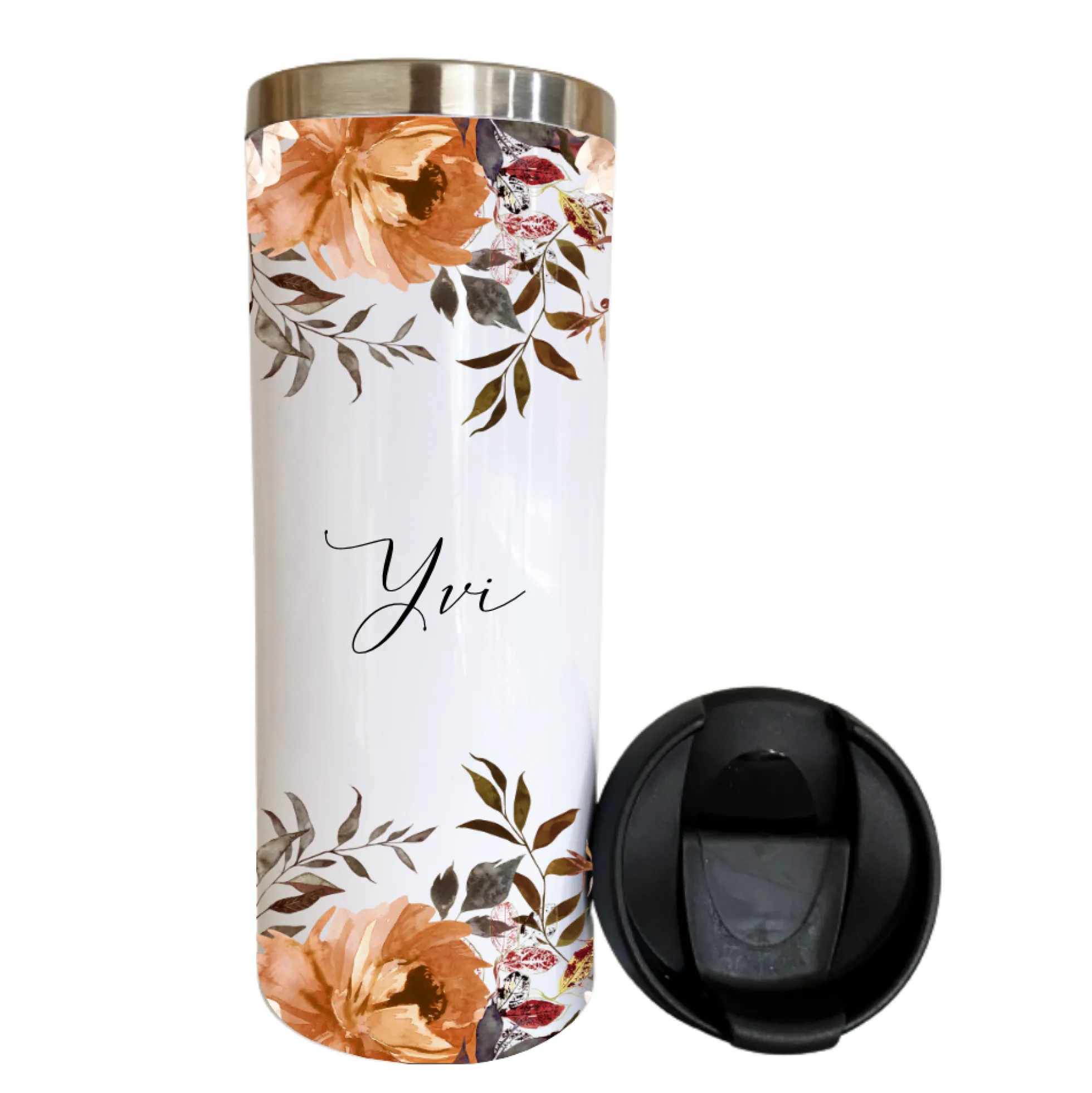 Trinkbecher "Autumn" für unterwegs aus Edelstahl | Personalisiert mit Namen und Spruch | Coffee to go Kaffeebecher | 2 Farbvarianten zur Auswahl | Besondere Geschenkidee und schönes Geschenk für Frauen