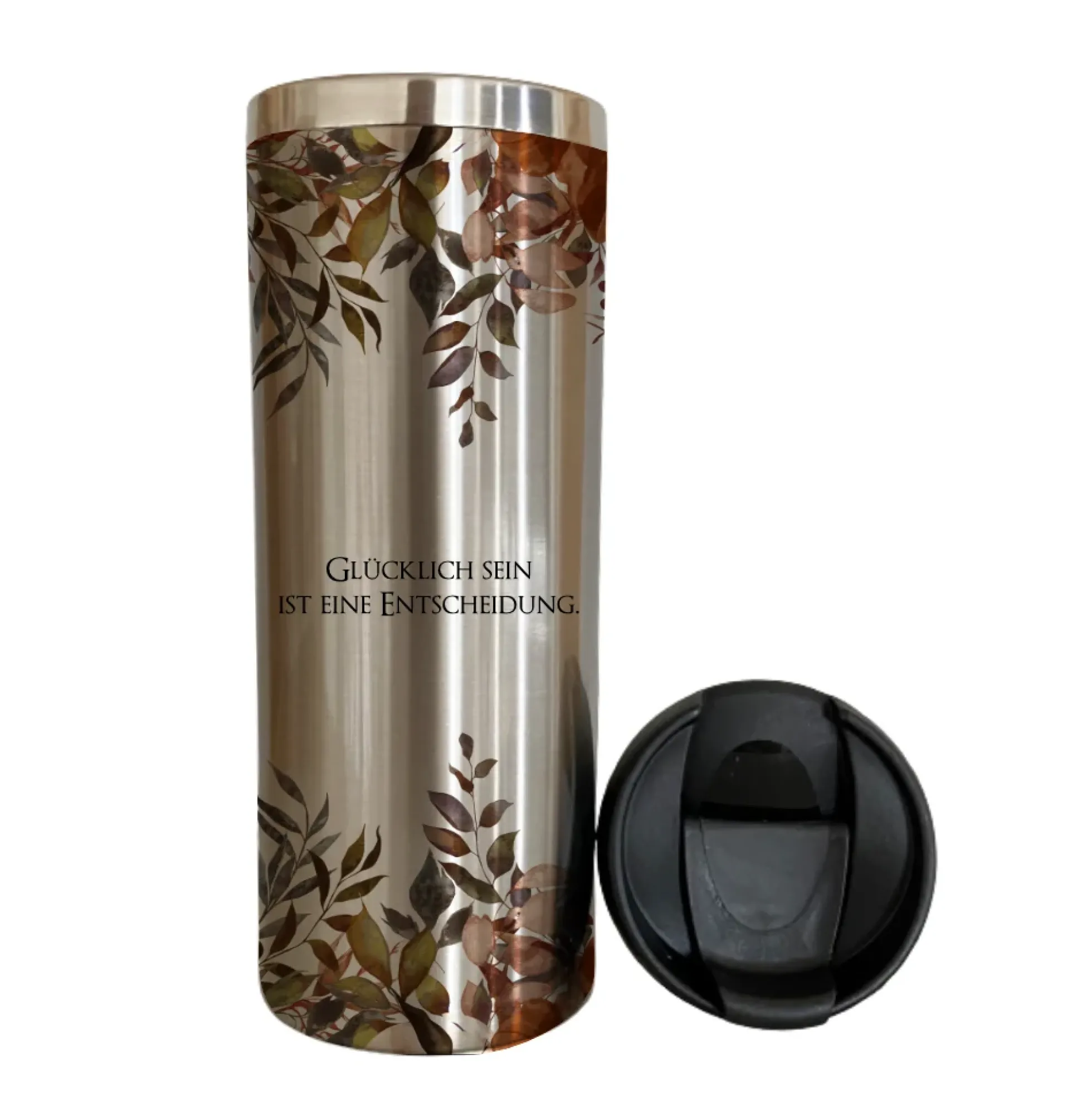 Trinkbecher "Autumn" für unterwegs aus Edelstahl | Personalisiert mit Namen und Spruch | Coffee to go Kaffeebecher | 2 Farbvarianten zur Auswahl | Besondere Geschenkidee und schönes Geschenk für Frauen