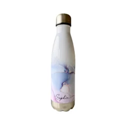 Trinkflasche aus Edelstahl in Marmor Optik mit dem Namen personalisiert | Größenvarianten: 500 ml u. 750 ml
