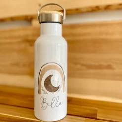 Trinkflasche aus Edelstahl | Motiv Regenbogen | Thermosflasche für Kinder | Personalisiert mit dem Namen | 500ml