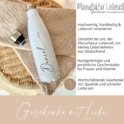 Trinkflasche aus Edelstahl mit dem Namen personalisiert, 500 ml u. 750 ml zur Auswahl