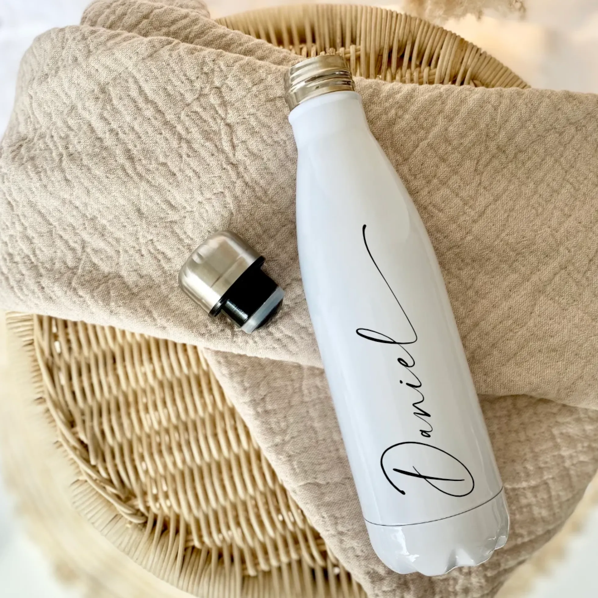 Trinkflasche aus Edelstahl mit dem Namen personalisiert, 500 ml u. 750 ml zur Auswahl