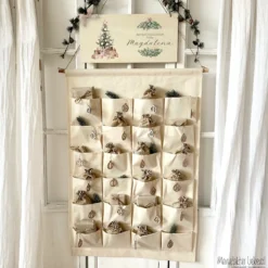 Vintage Adventskalender mit Namen personalisiert XL boho Stoff Adventskalender zum Befüllen Kalender Geschenk Frauen Männer Kinder Familie