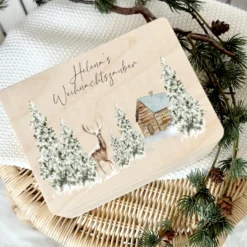 Weihnachten Holzbox Personalisiert Geschenk Frohe Weihnachten Personalisierte Heiligabend Box für Kinder Familie Frauen Freundin Holzkiste