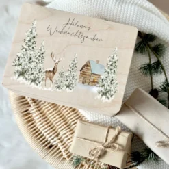 Weihnachten Holzbox Personalisiert Geschenk Frohe Weihnachten Personalisierte Heiligabend Box für Kinder Familie Frauen Freundin Holzkiste