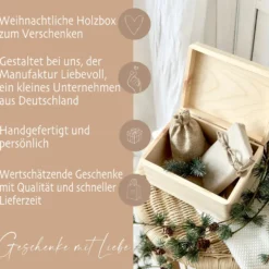 Weihnachten Holzbox Personalisiert Geschenk Frohe Weihnachten Personalisierte Heiligabend Box für Kinder Familie Frauen Freundin Holzkiste