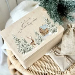 Weihnachten Holzbox Personalisiert Geschenk Frohe Weihnachten Personalisierte Heiligabend Box für Kinder Familie Frauen Freundin Holzkiste