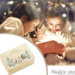 Weihnachten Holzbox Personalisiert Geschenk Frohe Weihnachten Personalisierte Heiligabend Box für Kinder Familie Frauen Freundin Holzkiste