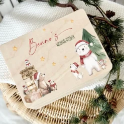 Weihnachten Holzkiste Personalisiert Holzbox Geschenk Frohe Weihnachten Personalisierte Heiligabend Box für Kinder Weihnachtsbox