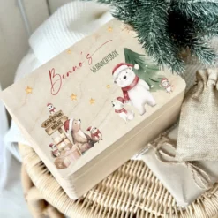 Weihnachten Holzkiste Personalisiert Holzbox Geschenk Frohe Weihnachten Personalisierte Heiligabend Box für Kinder Weihnachtsbox