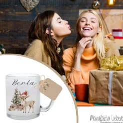 Weihnachten Personalisierte Tassen Weihnachtstasse mit Namen Weihnachtsgeschenk Glühweintasse Punsch Nikolaus Glastasse Manufaktur Liebevoll Große Motivauswahl