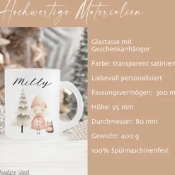 Weihnachten Tasse Geschenk Personalisiert Weihnachtstasse Glas Glastasse Glühweintasse Weihnachtspunsch | Große Motivauswahl