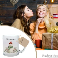 Weihnachten Tasse Geschenk Personalisiert Weihnachtstasse Glas Glastasse Glühweintasse Weihnachtspunsch | Große Motivauswahl