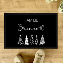 Weihnachtliche Fußmatte personalisiert mit dem Namen der Familie