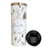 Weihnachtlicher Thermobecher "Floral" mit Namen | Coffee to go Thermobecher aus Edelstahl in Weiß für Weihnachten und Winter