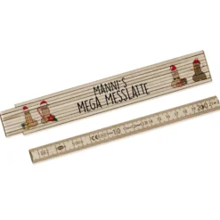 Weihnachtlicher Zollstock aus Holz mit Penismotiven, Mega Maßstab mit dem Namen, Geschenk für den Mann