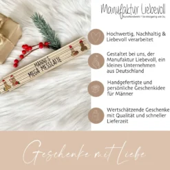 Weihnachtlicher Zollstock aus Holz mit Penismotiven, Mega Maßstab mit dem Namen, Geschenk für den Mann