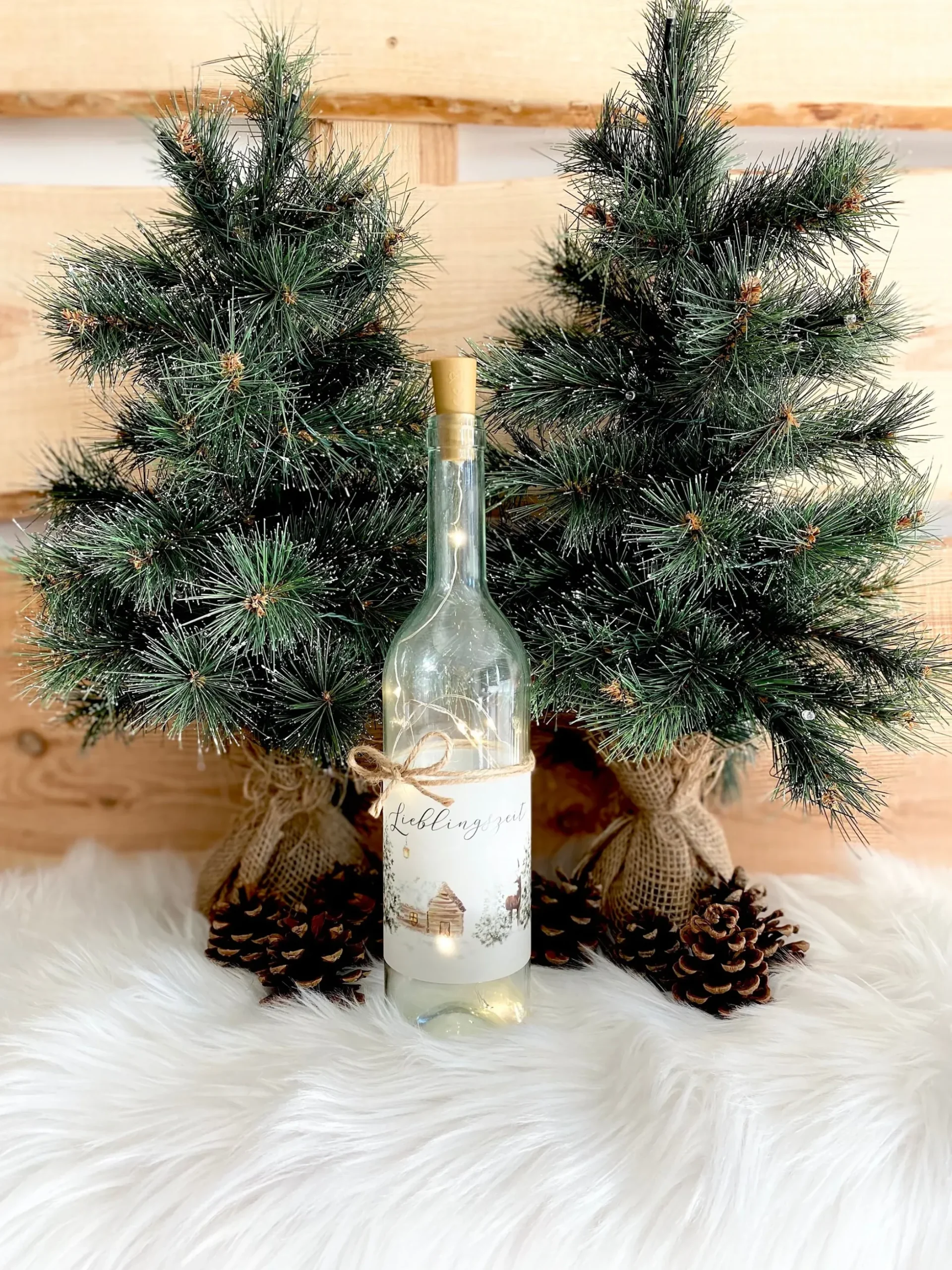 Weihnachtliches Flaschenlicht "Lieblingszeit“ | Besonderes Weihnachtsgeschenk und winterliche Dekoration | Perfektes Geschenk zum Nikolaus und zu Weihnachten