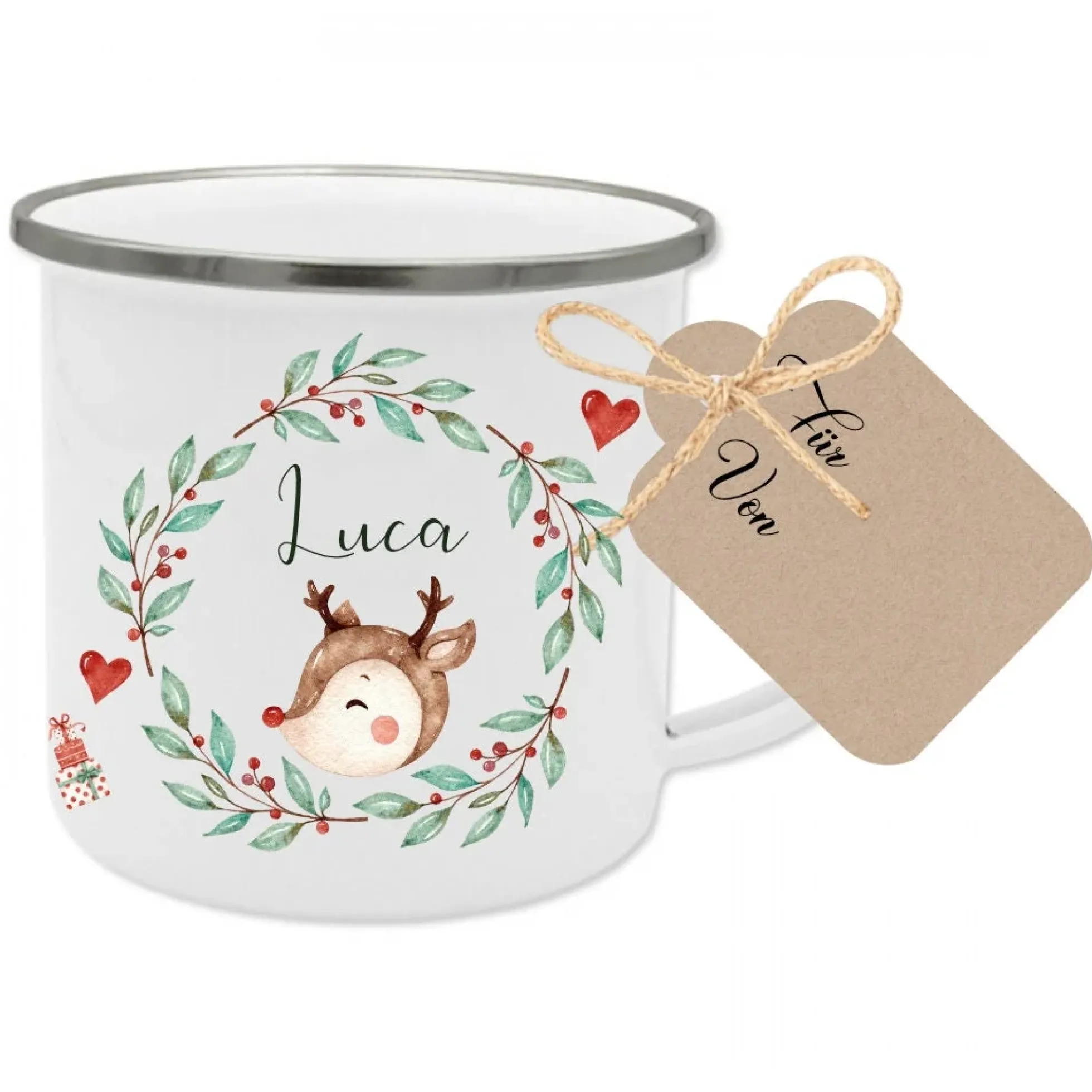 Weihnachtliches Namensschild für Kinder mit einem Rentier | Personalisiertes Holzschild für Mädchen u. Jungen zu Weihnachten | Tolle Weihnachtsdekoration für das Kinderzimmer