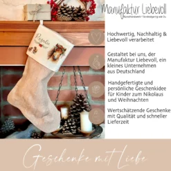 Weihnachtsstrumpf Pferd für Mädchen u. Teenager mit Namen zum Nikolaus und Weihnachten personalisiert | Nikolausstrumpf Pony Geschenkidee für Kinder I 7 Motivvarianten zur Auswahl