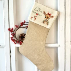 Weihnachtsstrumpf Rehkitz für Mädchen u. Teenager mit Namen zum Nikolaus und Weihnachten personalisiertert | Nikolausstrumpf Geschenkidee für Kinder I 7 Motivvarianten zur Auswahl