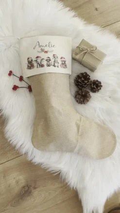 Weihnachtsstrumpf Tiere für Mädchen u. Jungen mit Namen zum Nikolaus und Weihnachten | Personalisierter Nikolausstrumpf Geschenkidee für Kinder I 7 Motivvarianten zur Auswahl