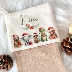 Weihnachtsstrumpf Tiere für Mädchen u. Jungen mit Namen zum Nikolaus und Weihnachten | Personalisierter Nikolausstrumpf Geschenkidee für Kinder I 7 Motivvarianten zur Auswahl
