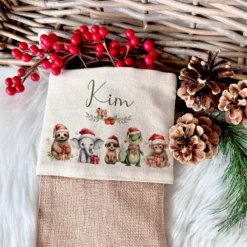 Weihnachtsstrumpf Tiere für Mädchen u. Jungen mit Namen zum Nikolaus und Weihnachten | Personalisierter Nikolausstrumpf Geschenkidee für Kinder I 7 Motivvarianten zur Auswahl